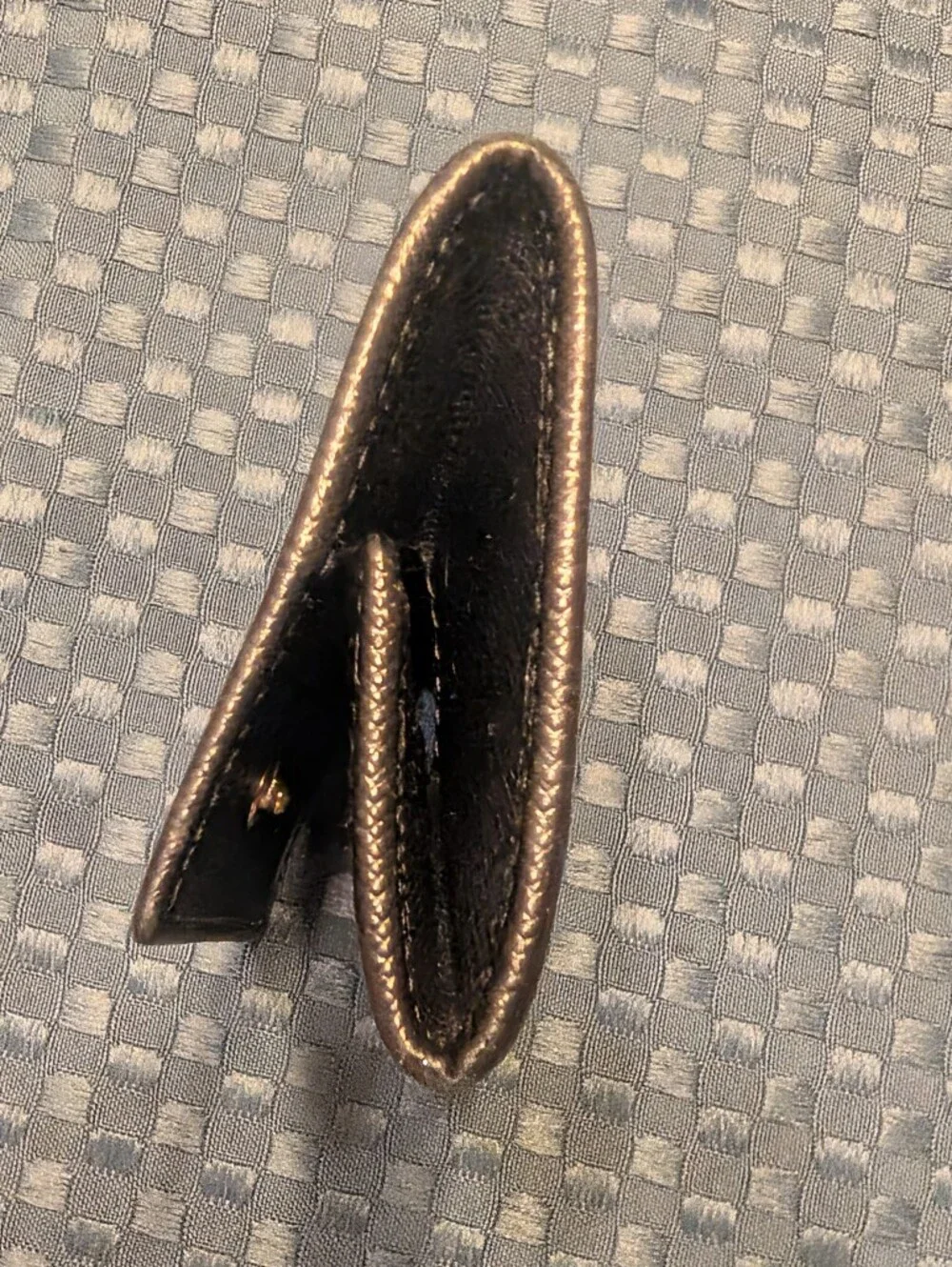 Prada Metallic Saffiano Leather Coin Pouch - Black In Excellent Condition!